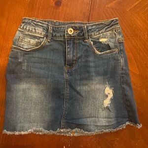 Zara Blue Distressed Denim Mini Skirt